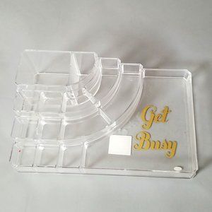 Clear plastic 'Get Busy' Makeup Organizer